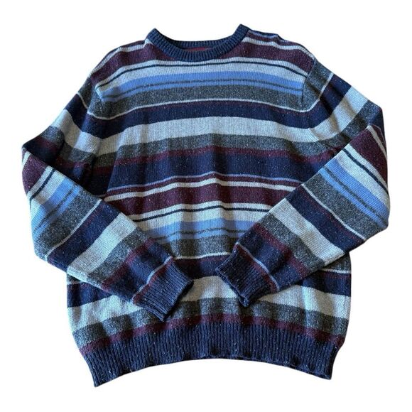 Vintage Oleg Cassini Wool Blend Pullover Mens L 
Striped Sweater Crew - Picture 3 of 8
